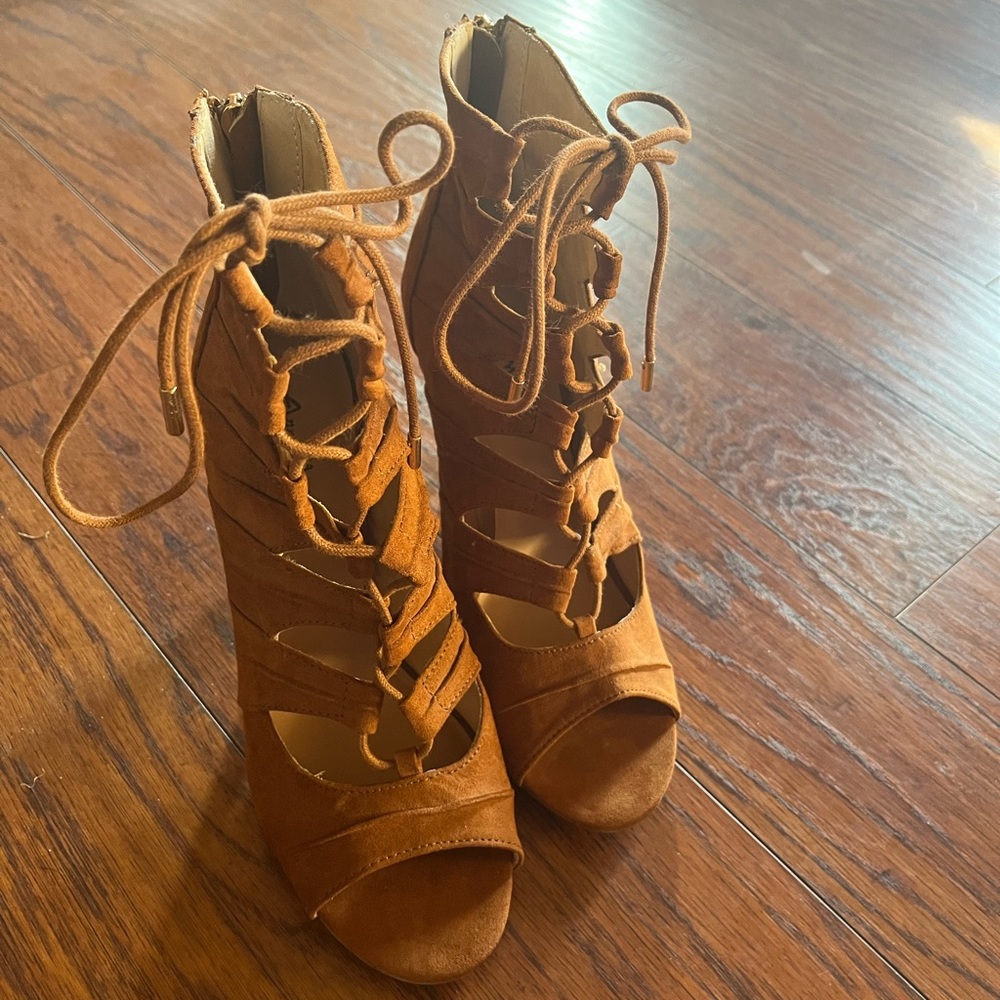 Suede Zip Up Heels